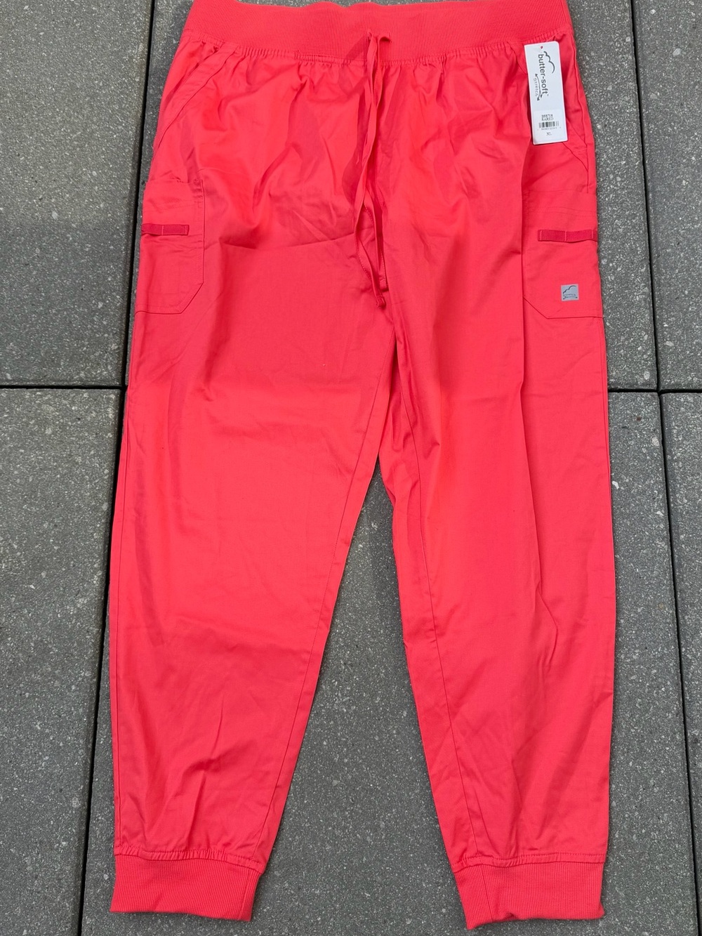 NWT Butter-Soft Stretch Cargo Jogger Scrub Pants Red XL